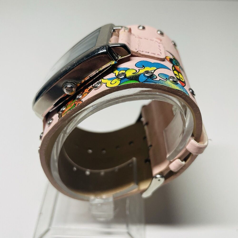 Ed Hardy Leather Pink Floral Watch. 0054 - Picture 6 of 9